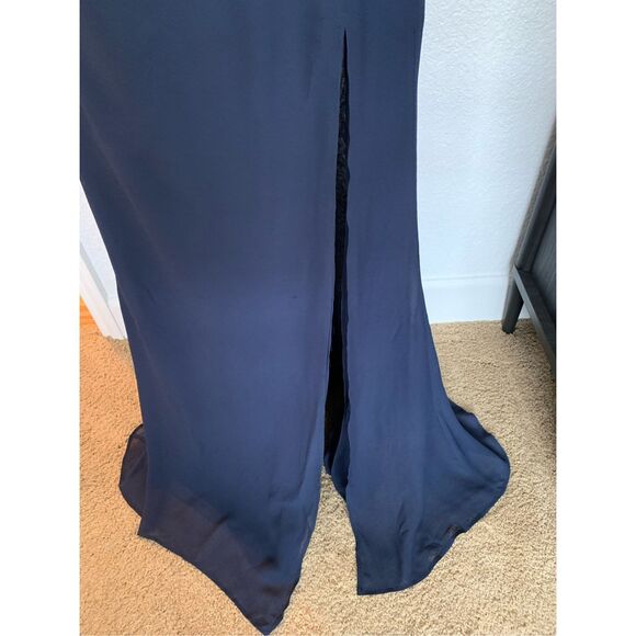Reformation Senna Draped Neck Georgette Maxi Dress Navy Size 4 - Picture 10 of 12